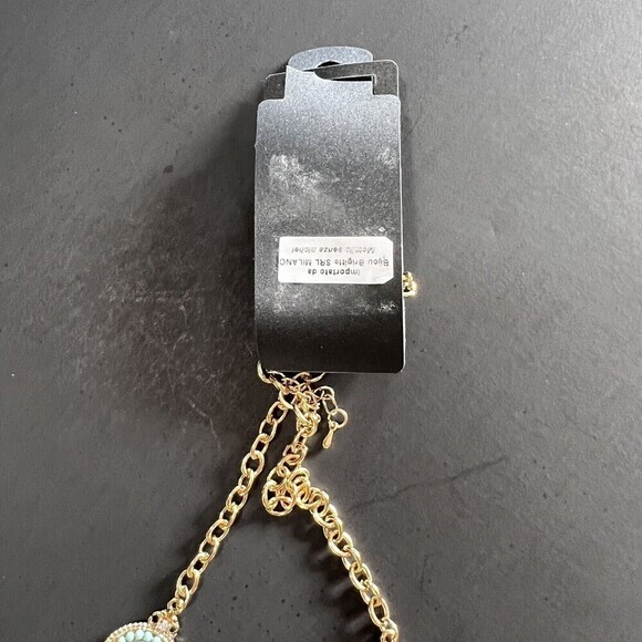 BIJOU BRIGITTE Gold Tone Chain Rhinestone Necklace 17" + 2.5" Ext. Enameled - Picture 3 of 7